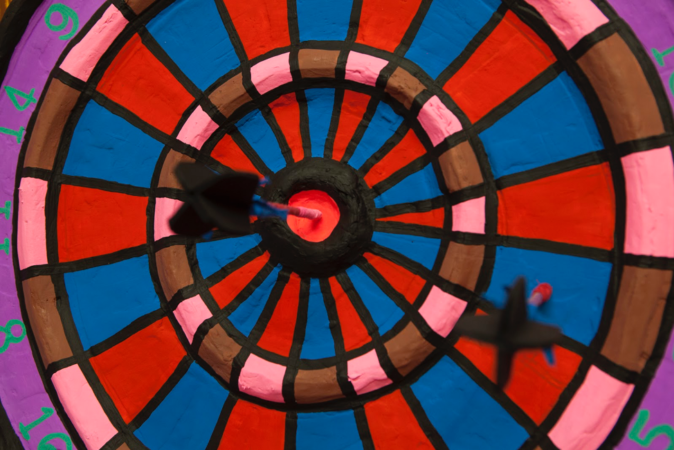 Close-up image of Macon Reed's artwork, representing a colorful bullseye.