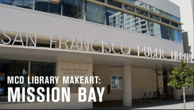 Photograph of the exterior of the Mission Bay Library, from street level.