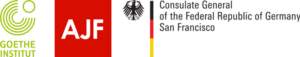 Three logos in a row for Goethe Institute, Art Jewelry Forum, Consulate General of the Federal Republic of Germany, San Francisco 