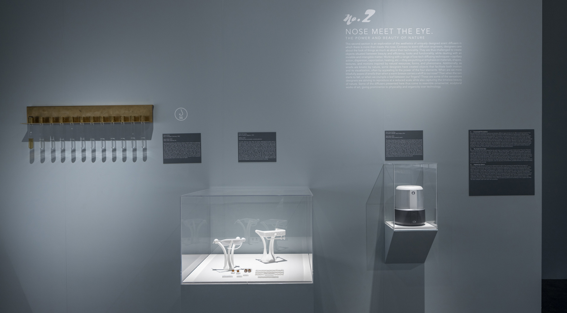 Exhibition photo glass cases and design objects