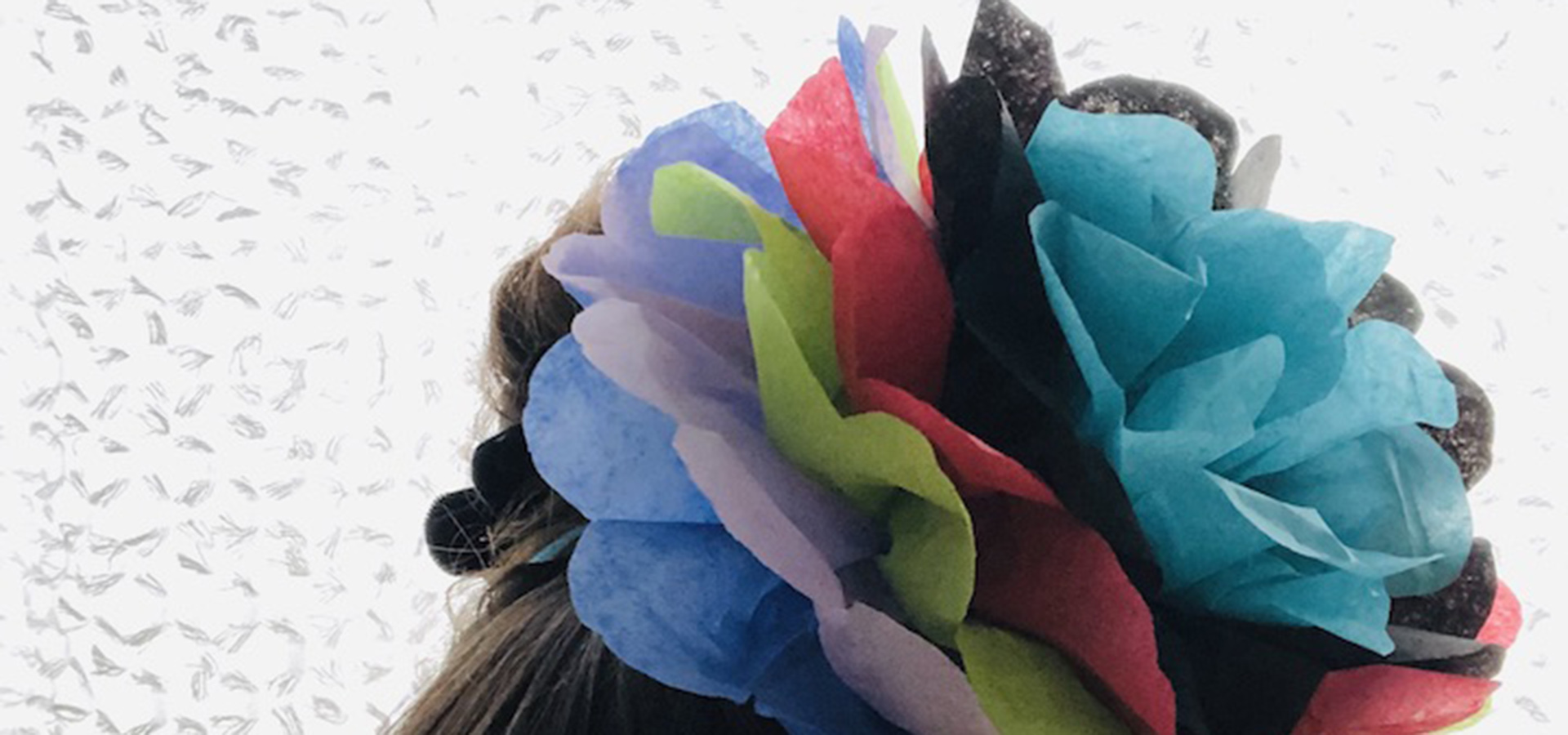 Flower Crown made from color tissue paper close up