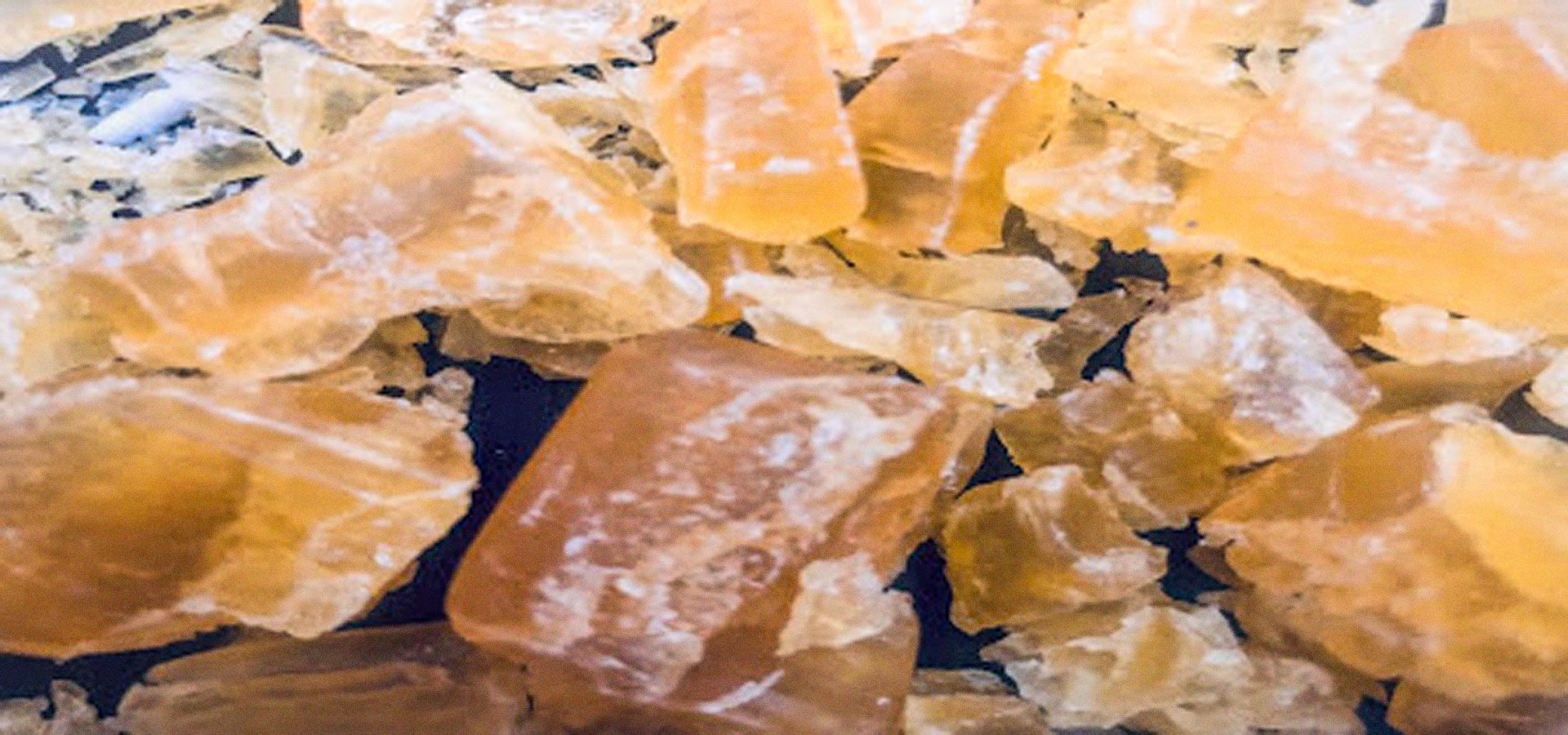 Pieces of soap scattered on a table.