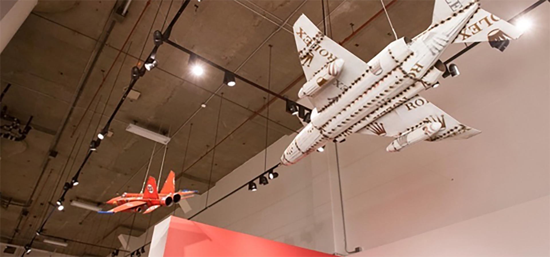 Model jets hanging from the ceiling