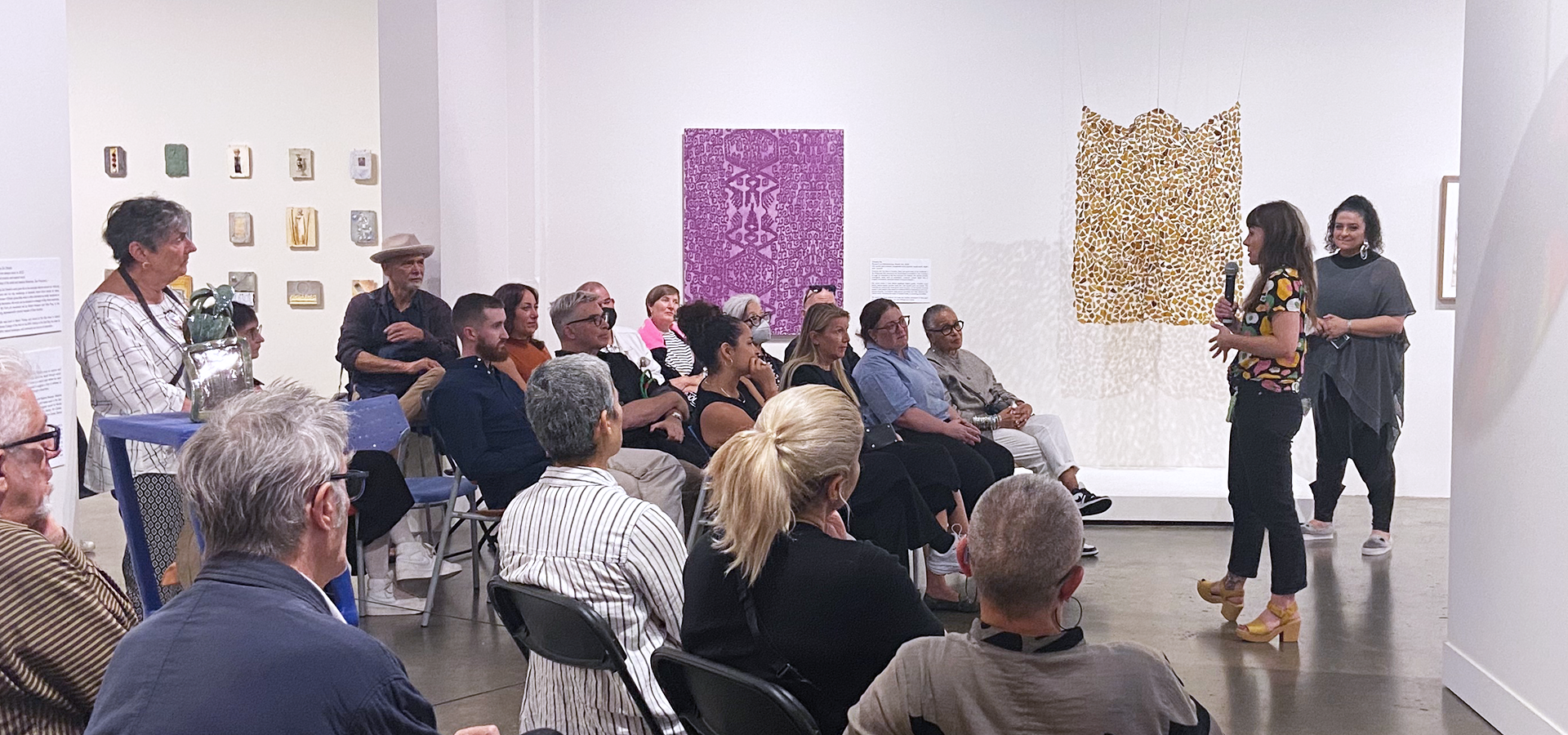 Curator Ariel Zaccheo and artist Nasim Moghadan speak at the last Curator Walk-Through