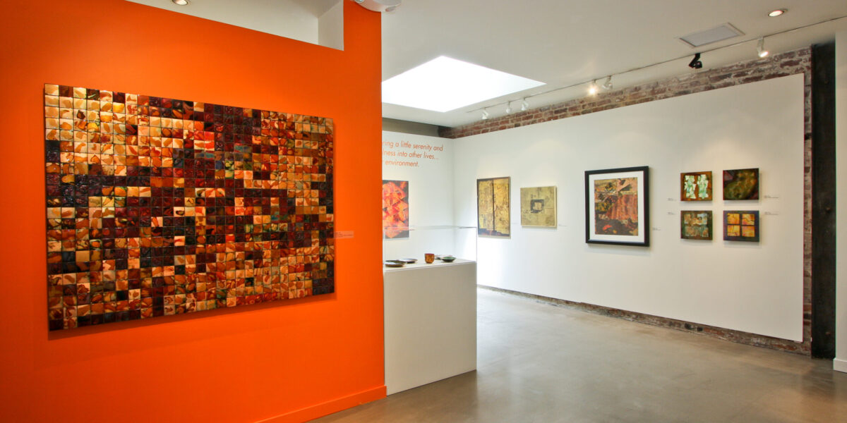 An exhibition photo of "Fred Ball Enamels" courtesy of Adam Willis