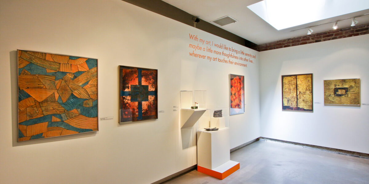 An exhibition photo of "Fred Ball Enamels" courtesy of Adam Willis