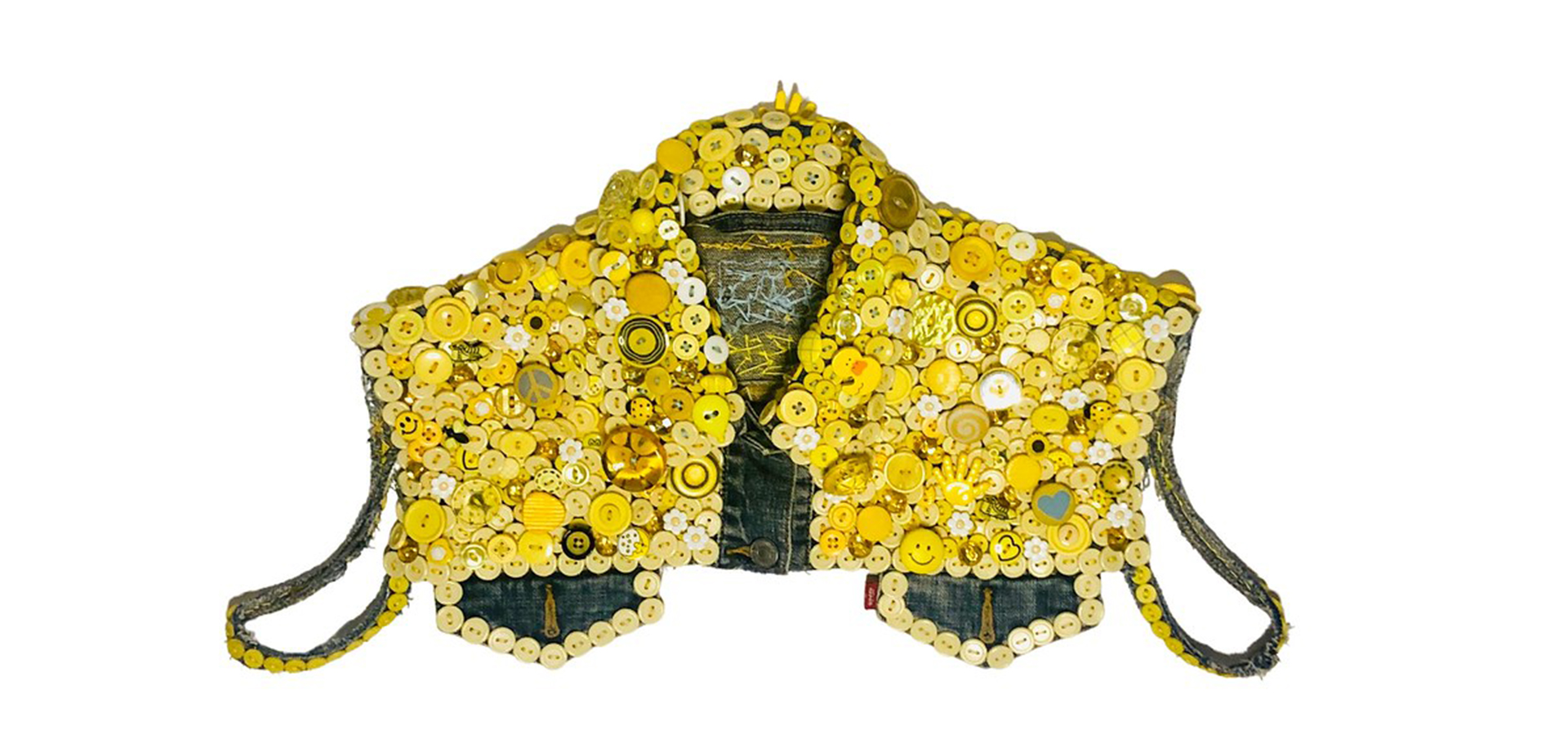 Cropped Yellow Jacket made of buttons