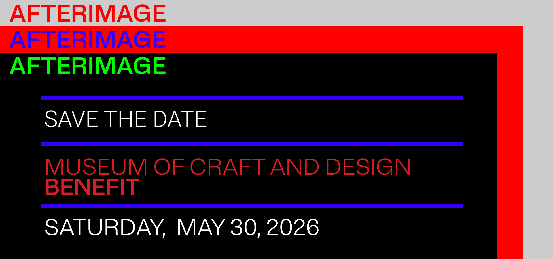 Graphic with type for a save the date for MCD's Gala