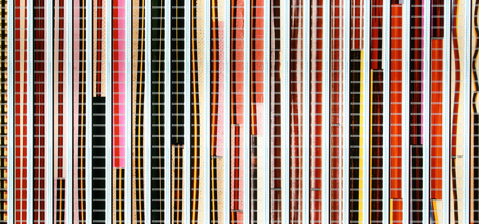 Detailed photo of filmstrips as part of artist Len Lye's Color Cry